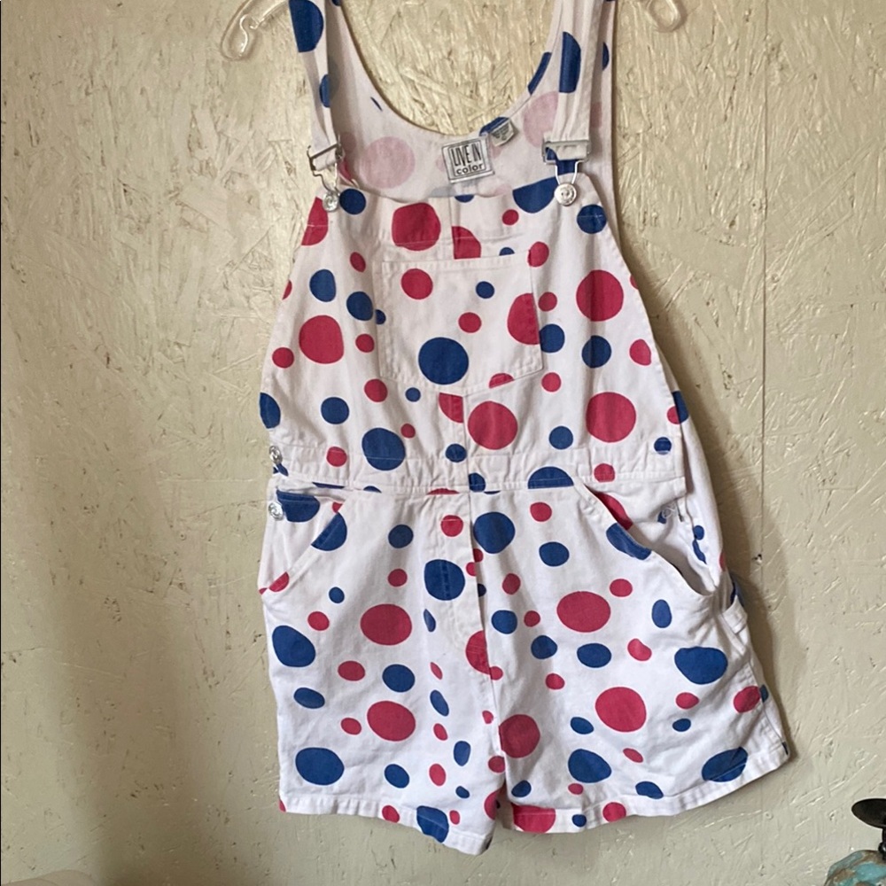 Playful Polka Dot Jean Shorts Overalls